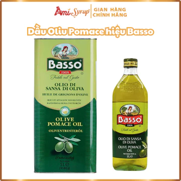 Dầu Oliu Pomace hiệu Basso 1l đến 5L Hàng Dầu Olive Nhập Khẩu Chính Hãng Tốt Cho Sức Khỏe, Cho Món Chiên Xào Ngon