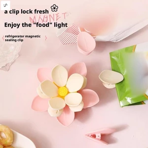 Kẹp túi đựng thực phẩm từ tính Lotus Sakura - Kẹp niêm phong nam châm mạnh để lưu trữ tủ lạnh