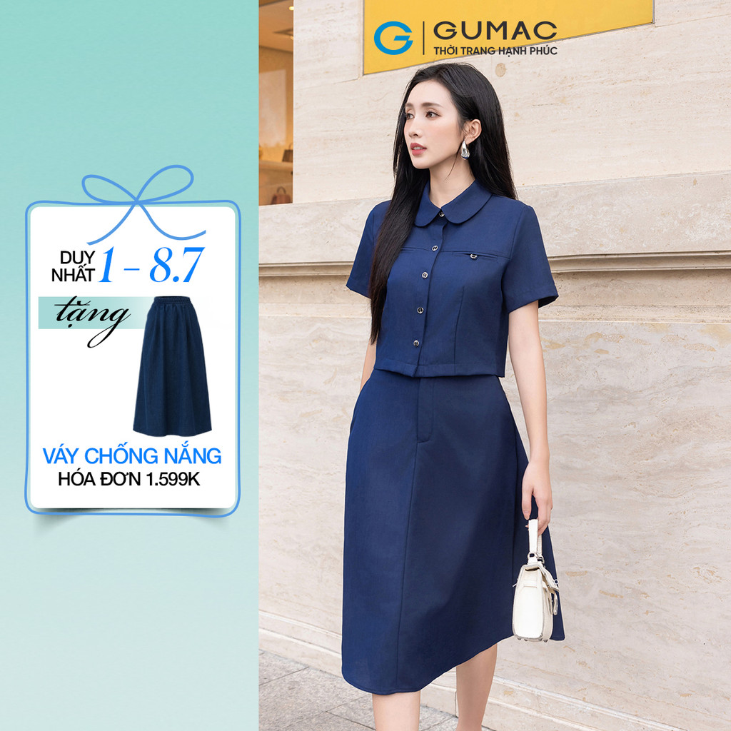 Set lẻ Áo lửng cổ lá sen  AF04012 - Chân váy nữ GUMAC A xòe  VF04013
