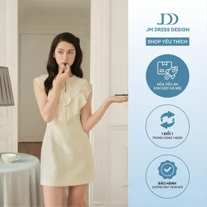 Đầm thắt nơ 2 tầng bèo đổ ngực 1S36.2504OG, Váy công sở nữ, Đầm tiểu thư dự tiệc đi chơi thiết kế bởi JM Dress Design