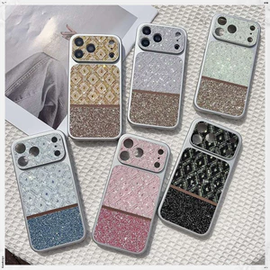 Vỏ Cho iPhone 17PM 16 15 14 13 Pro Max Thời Trang Sáng Kim Cương Giả Họa Tiết Lưới Kim Cương Tản Nhiệt TPU Chống Sốc Chống Trầy Xước Vỏ Điện Thoại Vỏ Bảo Vệ Chống Rơi