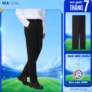 Quần Tây Nam HLA Màu Đen Ống Đứng Cao Cấp, Cotton Modal Thoáng Mát, Giữ Form Chuẩn, Phong Cách Lịch Lãm