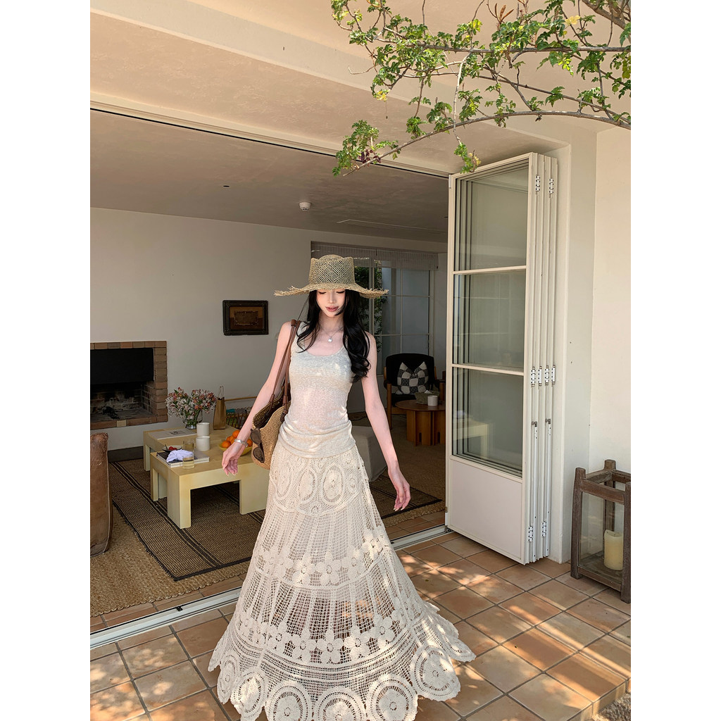 Set áo + chân váy ren thiết kế vintage Hy Lạp
