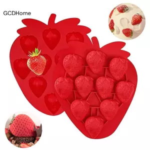 GCDHome Dâu Đá Khay Dâu Khuôn Silicon Cho Sô Cô La Kẹo Bánh Cupcake Xà Phòng Nướng Jello Cookie Sáp Crayon Nóng chảy HOT