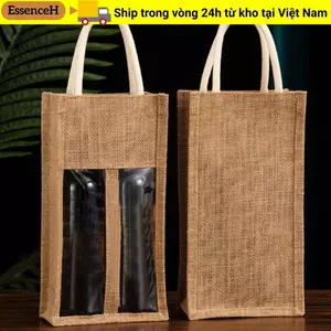 Túi Tote đựng rượu vang ESSENCEH, có thể tái sử dụng với cửa sổ và tay cầm Túi đựng chai rượu, Hộp quà tặng rượu vang dự tiệc sinh nhật đám cưới bền bỉ có thể giặt được