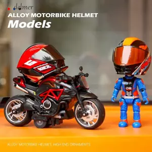 DELMER Transform Đồ chơi xe máy, Mũ bảo hiểm biến dạng linh hoạt Mô phỏng Búp bê cưỡi xe máy, Hình hành động dễ thương Hợp kim mát mẻ Mô hình tượng di chuyển được Trang trí tự động