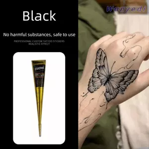 WANYEDI Henna Paste Cone, Kem xăm Henna nâu đen bán vĩnh viễn, Kem Henna Tạm thời Dễ sử dụng Mehndi Body Art Ink Sử dụng Mỹ phẩm