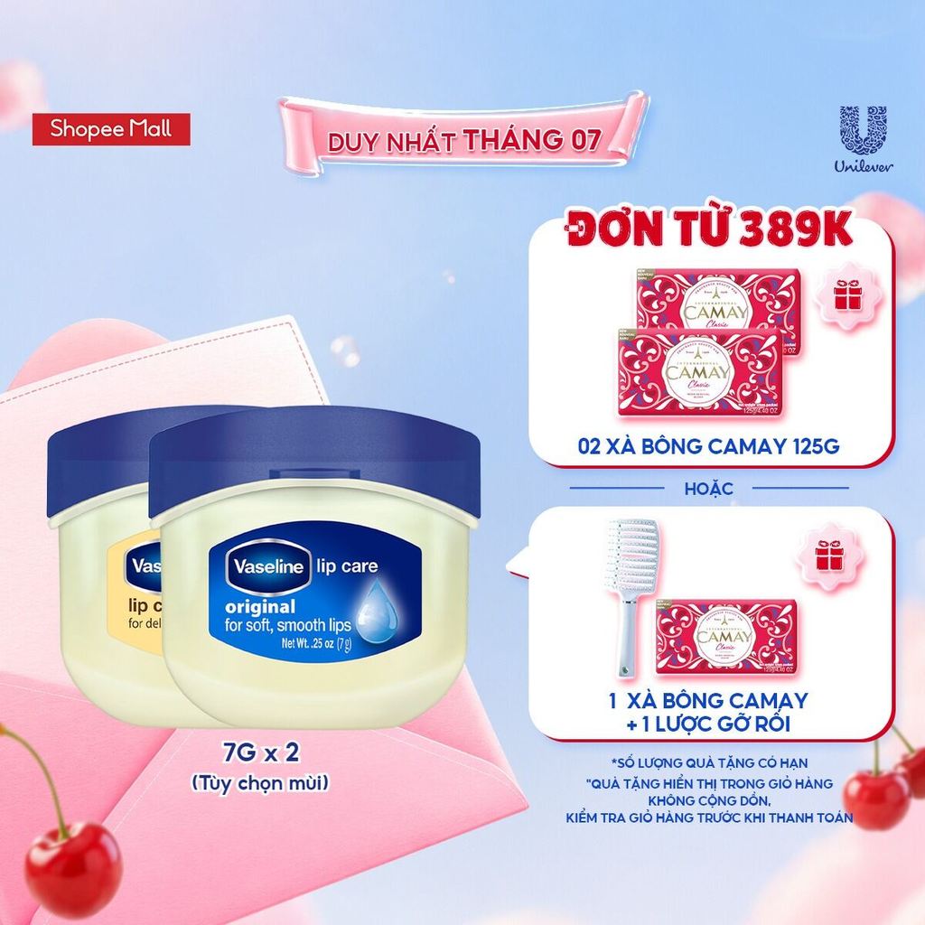 [Live Hannah] Combo 2 Hũ sáp dưỡng môi Vaseline Lips Care 7g (Tùy chọn mùi)