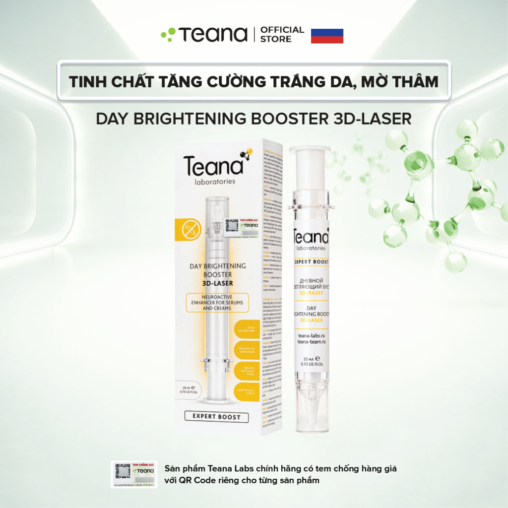 Booster Teana Day Brightening 3D-Laser tinh chất tăng cường làm sáng, trắng da, mờ thâm nám, tàn nhang 20ml