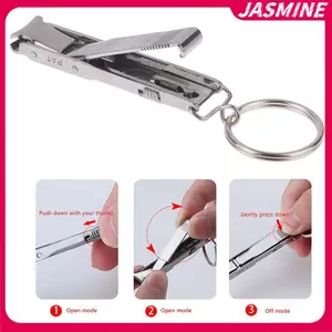 JASMINE 1 Máy Cắt Móng Tay Siêu Mỏng Có Thể Gập Lại Di Động Du Lịch Móng Tay Móc Khóa Kéo Móng Tay Cắt Thép Không Gỉ Dụng Cụ Làm Móng Tay JASMINE