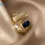 Kudosation Vintage Thời Trang Opal Đá Cưới Mở Có Thể Điều Chỉnh Tem Bạc Nhẫn Nữ Trang Sức Đẹp