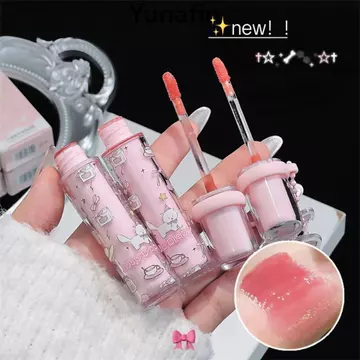 Dầu môi thạch YUNAFIN, Son bóng gương 6 màu mịn màng, Cốc chống dính dưỡng ẩm lâu trôi Lip Tint Lip Makeup