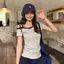 Mùa hè phong cách Hàn Quốc Lyocell sọc chéo vai áo thun ngắn tay lệch vai Slim-Fit Slim-Fit Slimmer Look Light Thoáng khí Niche Tất cả các trận đấu dệt kim nhỏ