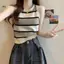 JULYHOT Mùa Hè Nữ Thời Trang Retro Sọc Tròn Ne Không Tay Áo Dệt Kim Massivedeals