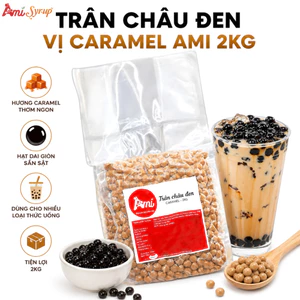 Trân Châu Đen Vị Caramel Ami 2kg, Topping Dẻo Dai Thơm Ngon Không Bị Vỡ, Hàng Chất Lượng Cao