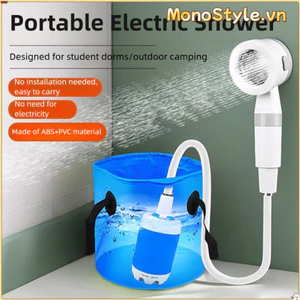 Vòi hoa sen cắm trại di động MONOSTYLE, vòi hoa sen điện có thể sạc lại chống nước, 2 chế độ phun nhẹ Nhiệt độ & Pin Màn hình kỹ thuật số Đồ dùng tắm ngoài trời