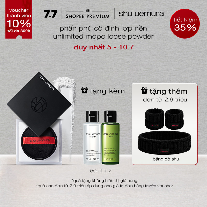 phấn phủ dạng bột siêu mịn mờ lì kiềm dầu lâu trôi shu uemura unlimited mopo breathable fixing loosepowde
