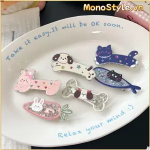 MONOSTYLE Kẹp Tóc Sequin, Kẹp Tóc Hoạt Hình Thanh Lịch Ngọt Ngào, Dễ Thương Sáng Bóng Chó Xương Mèo Cá Nhỏ Nổ Bên Kẹp Dành Cho Nữ Cô Gái