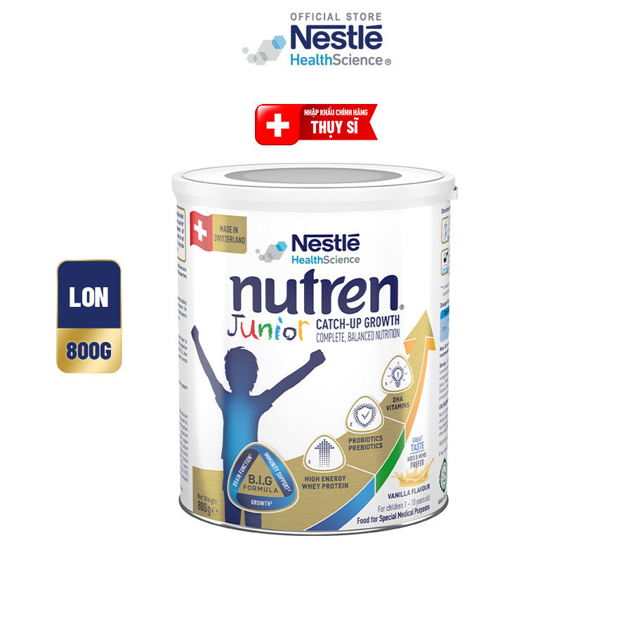 Sữa Bột NESTLÉ NUTREN JUNIOR Thụy Sĩ Với Công Thức BIG Hỗ Trợ Tăng Trưởng Cho Bé 800G