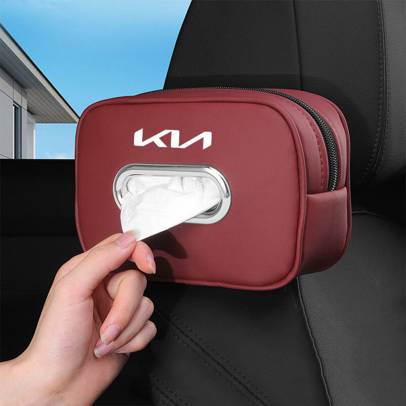 Ghế Ô Tô Lưng Da Khăn Giấy Hộp Bảo Quản Phụ Kiện Nội Thất Cho Xe KIA EV6 GT Sportage Rio K5 Picanto Cerato Seltos Optima Carnival Sorento Phụ Kiện ﻿