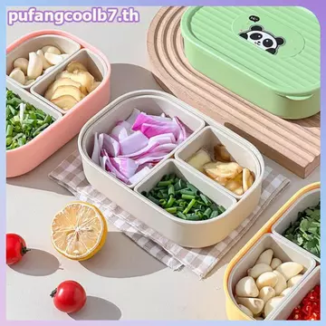 Hộp đựng thực phẩm 3 ngăn PUCOOL Hộp đựng thực phẩm in hình thỏ dễ thương Hộp đựng thực phẩm ổn định cho tủ lạnh.