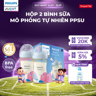 Hộp 2 Bình Sữa Mô Phỏng Tự Nhiên Mới PPSU Philips Avent Natural Response 125ml/ 260ml