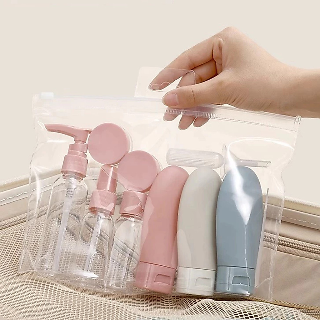 Bộ chiết mỹ phẩm 11 chi tiết, chiết dầu gội, sữa tắm mang đi du lịch tiện lợi