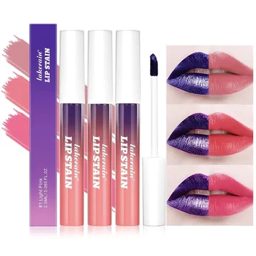 Bộ 3 Son Tint Peel-Off - Bộ vết bẩn môi hình xăm 3 màu sắc sống động, Hoàn thiện mờ lâu trôi, Mặt nạ môi lột dưỡng ẩm, Chống thấm nước & Chống nhòe, Giữ màu 24H (3 CÁI, 3