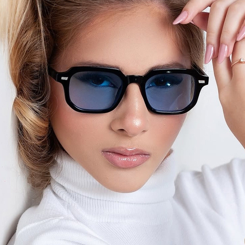 [búp bê] Móng tay gạo khung vuông Kính râm Unisex hợp thời trang nghệ thuật cổ điển