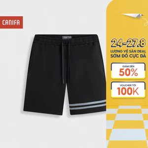 Quần short nam CANIFA ống suông chất cotton mềm phối kẻ sọc 8BS26S022