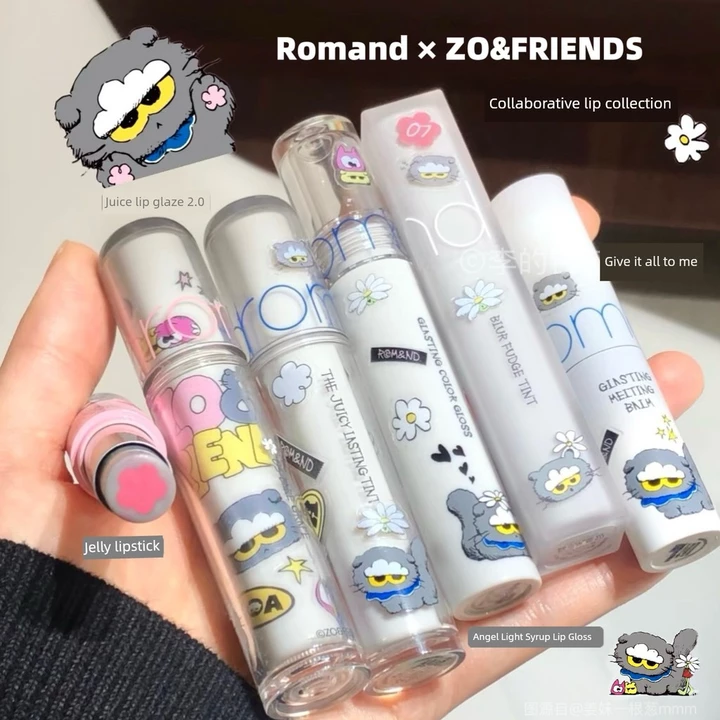 son romand gloss son romand sanrio Hàn Quốc ROMAND x Kwon Ji-Dragon ZO & FRIENDS Joint Juice Lip Glaze Jelly Lipstick Angel Light Lip Gloss