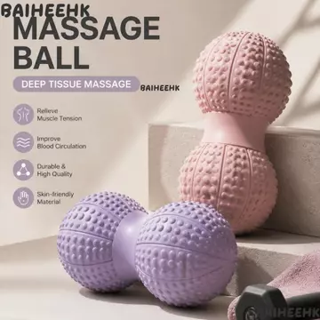 Bóng Massage BAIH, Bóng Đậu Phộng TPE Fascia Release, Thiết Kế Quả Bóng Kép Đôi Kết Cấu Cứng Hình Dạng Công Thái Học Bóng Yoga Massage Lưng