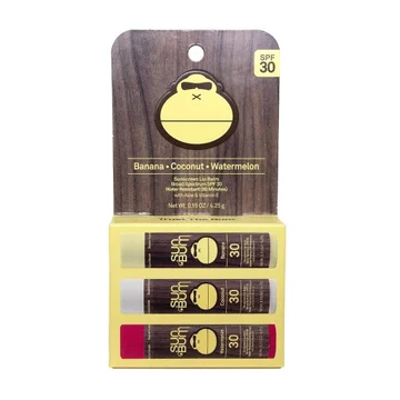 Son dưỡng môi chống nắng Sun Bum SPF 30, Gói đa dạng 3 hương vị - 0,15 oz (3 gói) | Dưỡng ẩm phổ rộng với lô hội và Vitamin E, Vegan, Hawaii 104 Act Compliant (Sản xuất không có tháng 10
