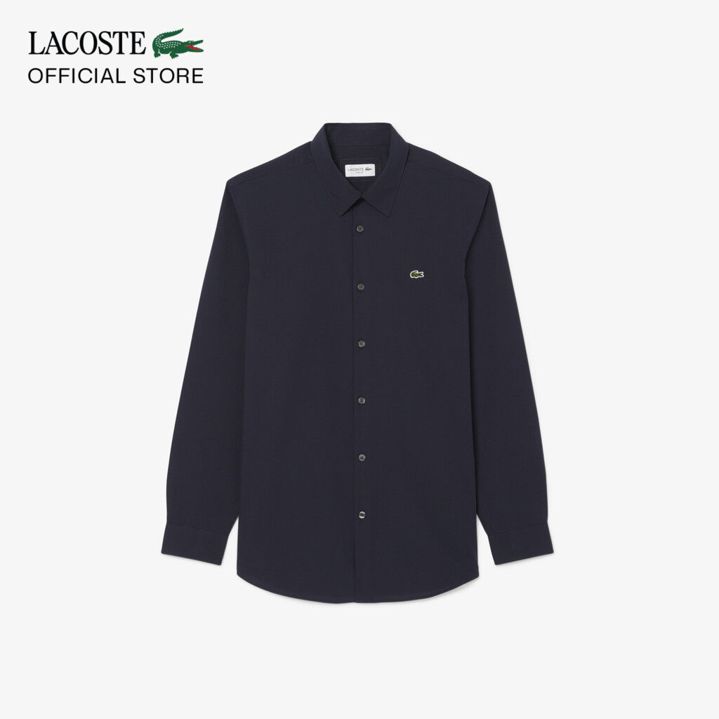 Áo Sơ Mi Lacoste Nam Dáng Ôm Chất Liệu Poplin Co Giãn