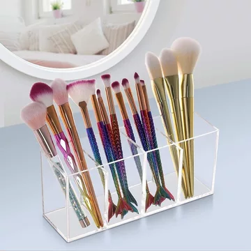 Hộp đựng đồ acrylic bốn ngăn, hộp đựng đồ trong suốt bốn ngăn dùng để đựng bút, cọ, cọ trang điểm, son môi, hộp đựng và sắp xếp đồ dùng trên bàn làm việc.