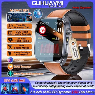 2026 Mới Phân Tích Mỡ Cơ Thể Sức Khỏe Đồng Hồ Thông Minh Dành Cho Nam Nữ ECG Trái Tim Axit Uric Huyết Áp 2.0 "Đồng Hồ AMOLED Gọi Đồng Hồ Thông Minh
