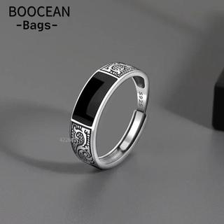 BOOCEAN Retro Họa Tiết Rồng Nhẫn, Họa Tiết Rồng Đen Cá Tính Mở Nhẫn, Thời Trang Retro Ins Đen Vintage Nhẫn Người