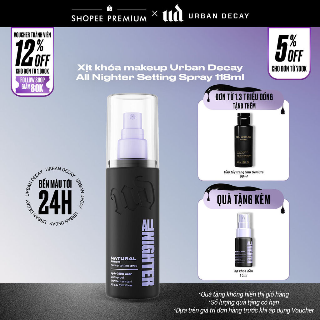 Xịt khóa makeup Urban Decay All Nighter Setting Spray 118ML | Hiệu ứng tự nhiên