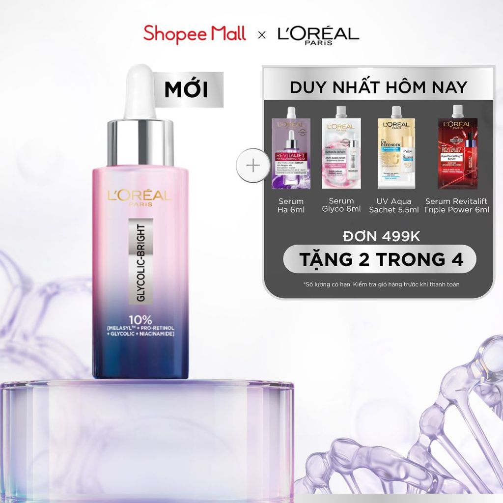 Serum đêm Glycolic-Bright Moon Serum 10% [Melasyl+Pro Retinol + Glycolic +Niacinamide] da sáng mịn và giảm thâm nám 30ML