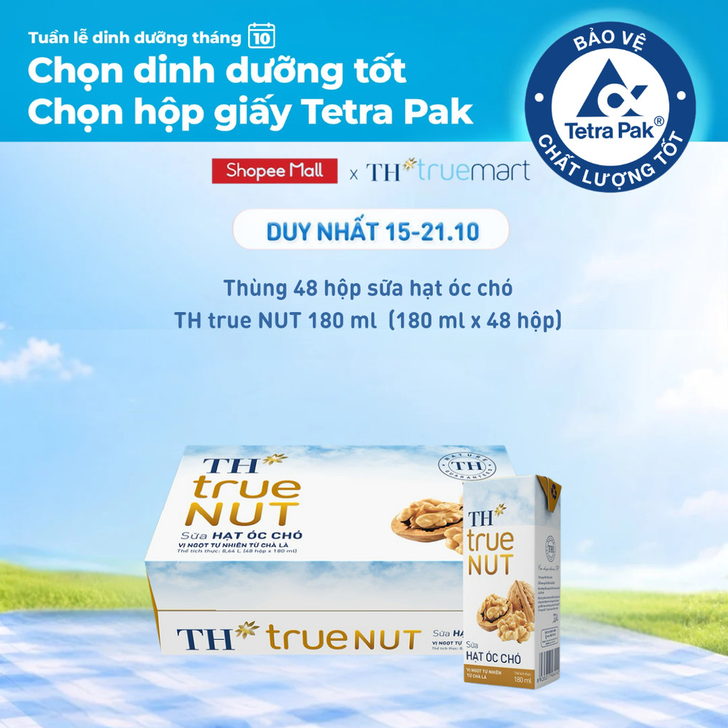 Thùng Sữa Hạt TH true NUT milk Óc Chó 180ml (48 Hộp)