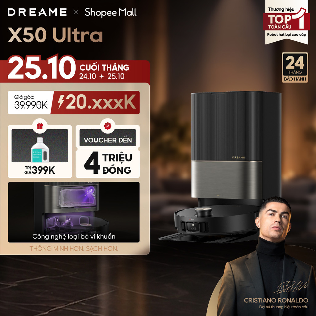 Dreame X50 Ultra/ X50 Pro Ultra Robot hút bụi thông minh | lực hút 20.000Pa | Camera AI tránh vật cản | BH 24 tháng