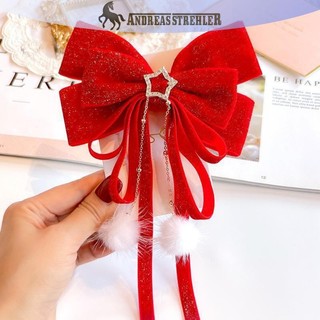 Onetimingfine Đỏ Nhung Nơ Tóc Trang Trí Giáng Sinh Năm Mới Phụ Kiện Kẹp Tóc Cho Nữ Bé Gái VN