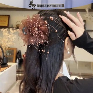 Onetimingfine Thời Trang Lưới Hoa Tóc Móng Vuốt Nữ Đuôi Ngựa Kẹp Mũ Đội Đầu Tính Khí Ngọc Trai sels Mũ VN