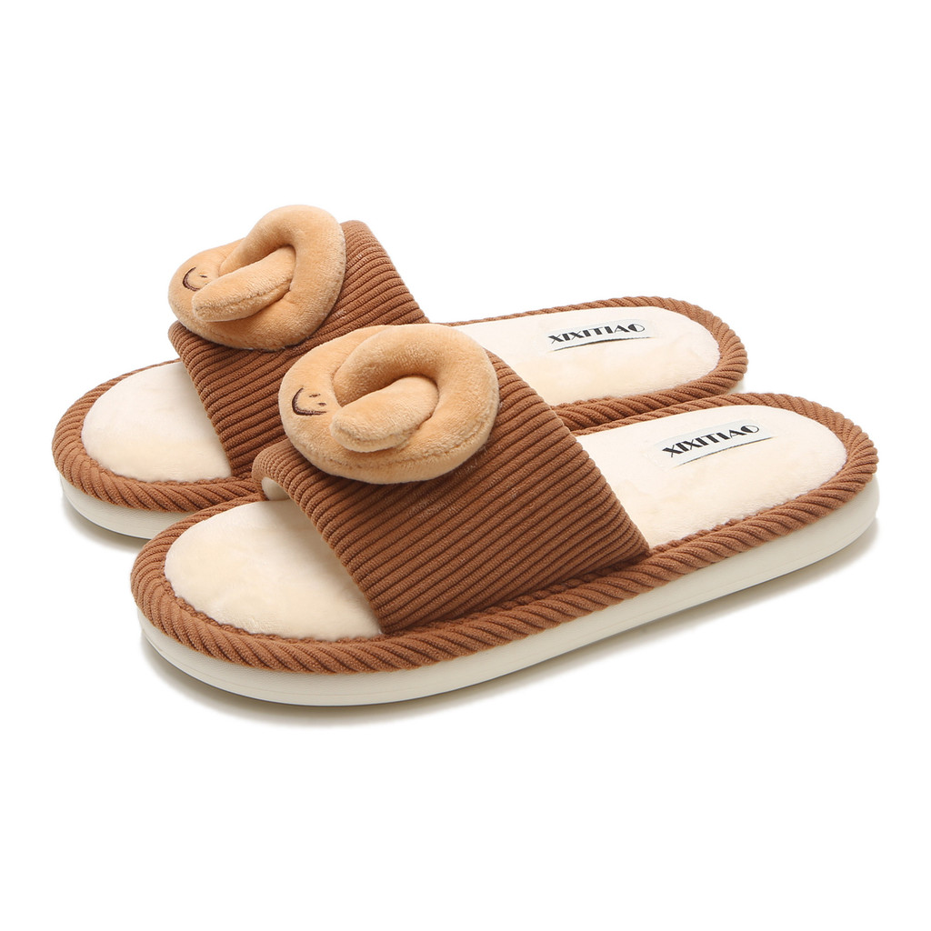 XIXITIAO Dép Cotton Thời Trang Ba Chiều Nam Nữ Cặp Đôi Ấm Áp Thoải Mái Thu Đông