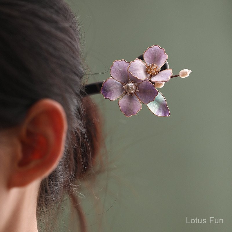 Mới - Kẹp tóc Handmade Filigree Lụa Nhung Phong Cách Trung Quốc, Phụ Kiện Cho Daily Hairstyles và Hanfu