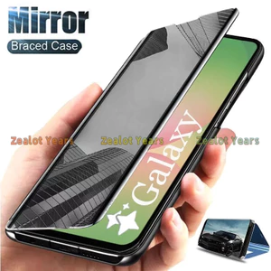 Dành Cho Samsung Galaxy S25 S24 S23 FE Plus 5G S25FE S24FE Sang Trọng Mạ Gương Thông Minh Flip Case Đứng Bảo Vệ Toàn Diện
