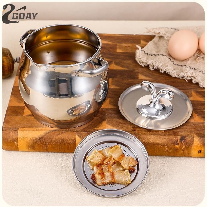GOAY 1.5L Nồi Lọc Dầu Thép Không Gỉ Lard Lọc Dầu Nấu Ăn Lọc Dầu Mỡ Giữ Bảo Quản Hộp Đựng Dầu Nhà Bếp VN