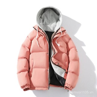 Áo khoác đệm Cotton có sẵn Áo khoác có mũ trùm đầu hai mảnh giả Áo khoác đệm dày Áo khoác thông thường hàng đầu
