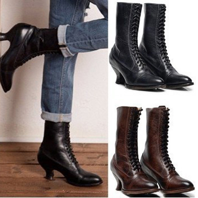 Giày Bốt Nữ Cup Gót Nhọn Mũi Size Lớn 40-43 Giày Bốt Ngắn Martin Giày Bốt Tổng Thể
