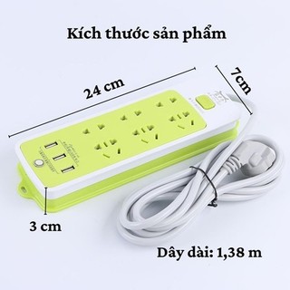 Ổ điện đa năng chống giật có 3 cổng USB siêu tiện dụng